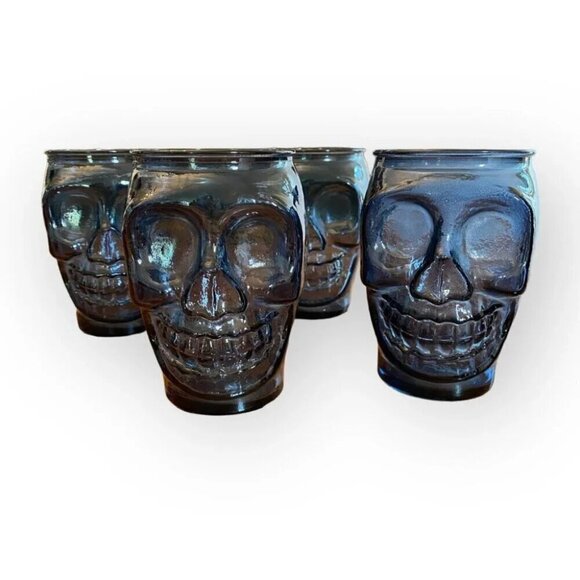 Blue Skull Drinking Glasses Set of 4 - Picture 1 of 9